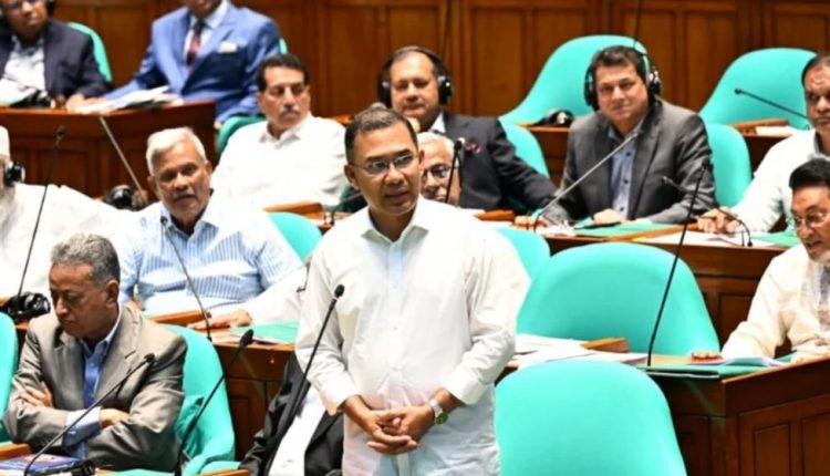 সংসদে বক্তব্য রাখছেন প্রধানমন্ত্রী তারেক রহমান। ছবি: পিএমও