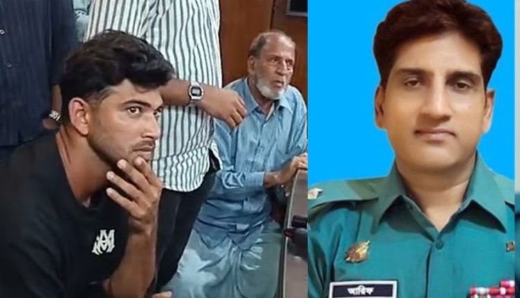 ক্রিকেটার নাঈম হাসান ও খুলশী থানার ওসি আরিফুর রহমান। ছবি: সংগৃহীত
